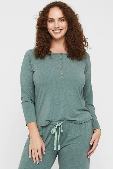 Organic Bamboo Long Sleeve Nursing Henley Top